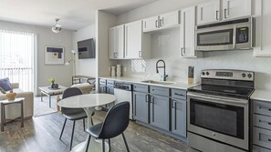 Fridge, dining tables