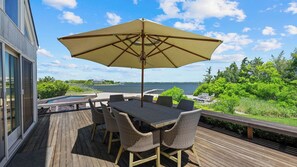Outdoor dining - Amazing Beachfront Water Mill Home with Private Pool and Hot Tub, Perfect... (Water Mill)