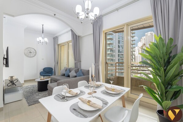 Luxury Apartment, City View | In-room dining - Manchester Tower Marina Views & Balconie (Dubai)