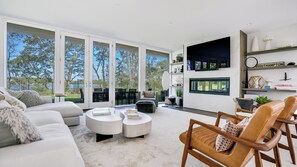 Smart TV, stereo - Expansive Southampton Home with Harbor Water Views, Private Pool, Modern... (Southampton)