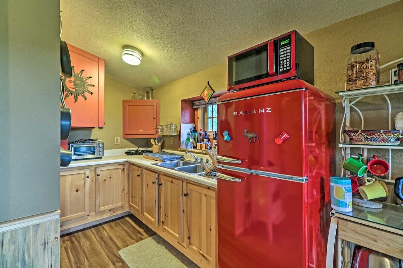 Microwave, electric kettle, toaster, coffee grinder