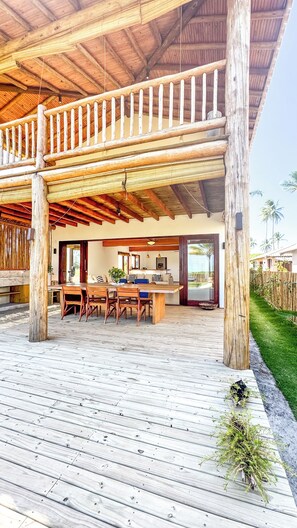 Outdoor dining - Cozy house, facing the sea, in Ponta do Corumbau-Ba - Tutti al Mare (Corumbau)