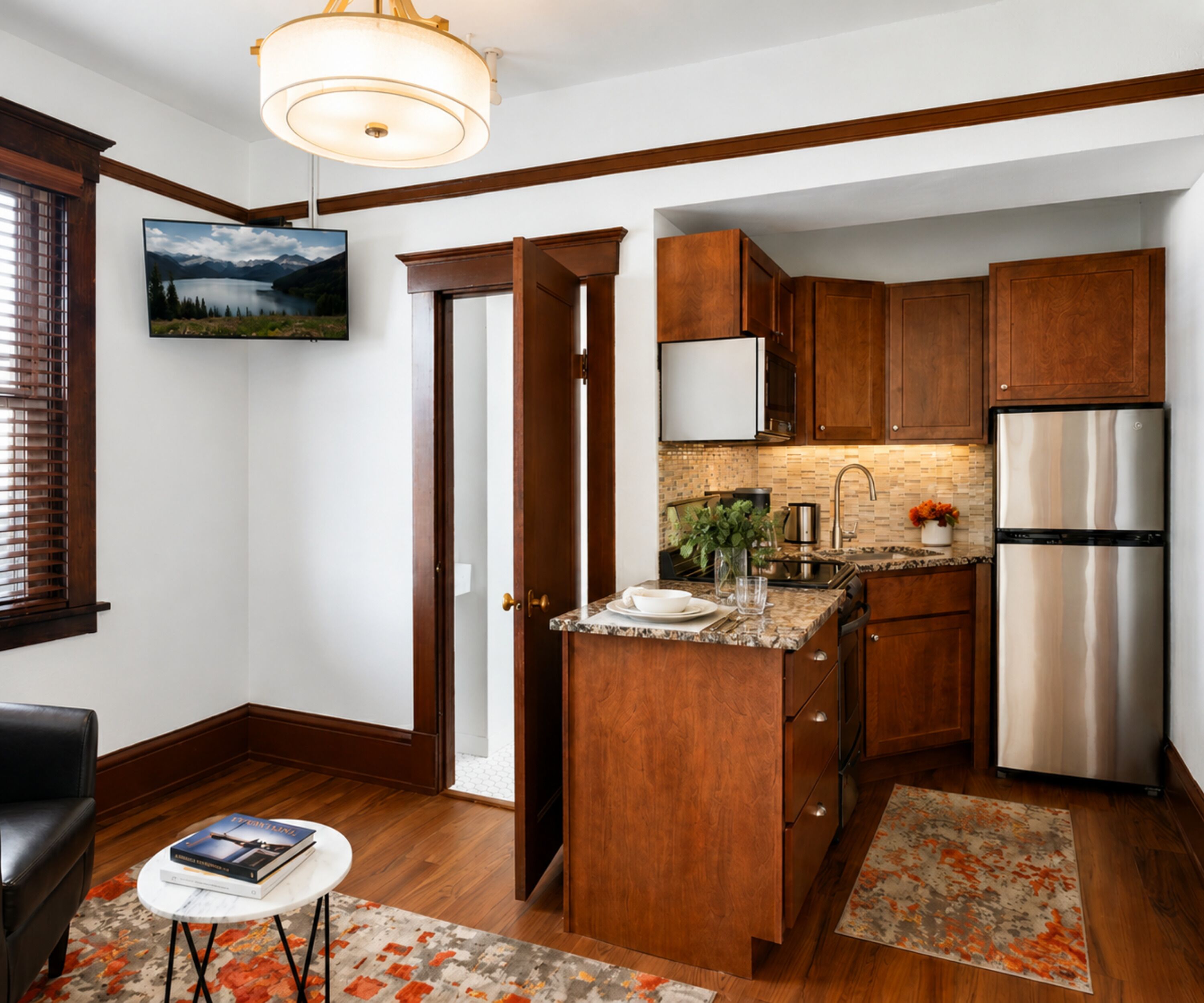 Basic Single Room | Living area | 52-inch Smart TV with cable channels, Netflix, streaming services