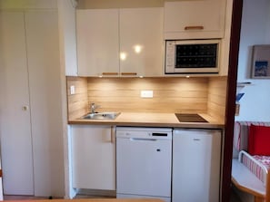 Fridge, microwave, oven, dishwasher - 100m from ski slopes, 4th floor, view resort, balcony, tv, ski locker, 25m², Montchavin La Plagne (Bellentre)