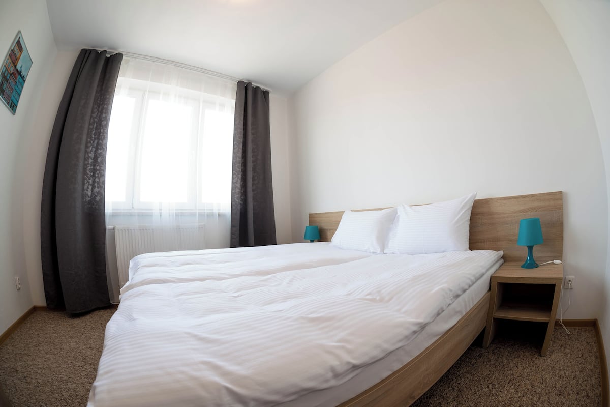 Desk, blackout curtains, iron/ironing board (on request), free WiFi