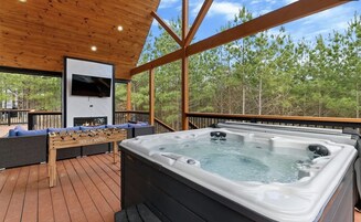 Cabin, Multiple Beds, Hot Tub, Garden View (Harvest Moon Lodge) | Outdoor spa tub