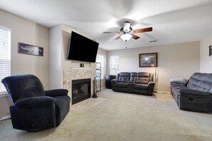 Smart TV, fireplace, video games