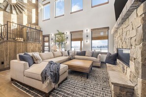 Smart TV, fireplace, video games, DVD player