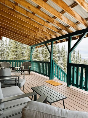 Terrace/patio - Aurora Ridge Cabin | Stunning Views & Northern Lights, We cannot wait to host you during your Alaska (Fairbanks)