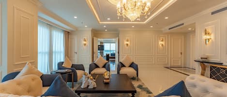 Penthouse | Living room | 55-inch Smart TV with cable channels