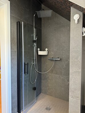 Ducha, secador de pelo, toallas