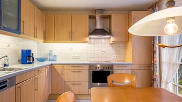 Fridge, oven, dishwasher, coffee/tea maker