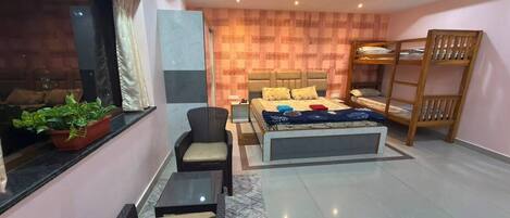 Family Room | Premium bedding, memory-foam beds, laptop workspace, soundproofing
