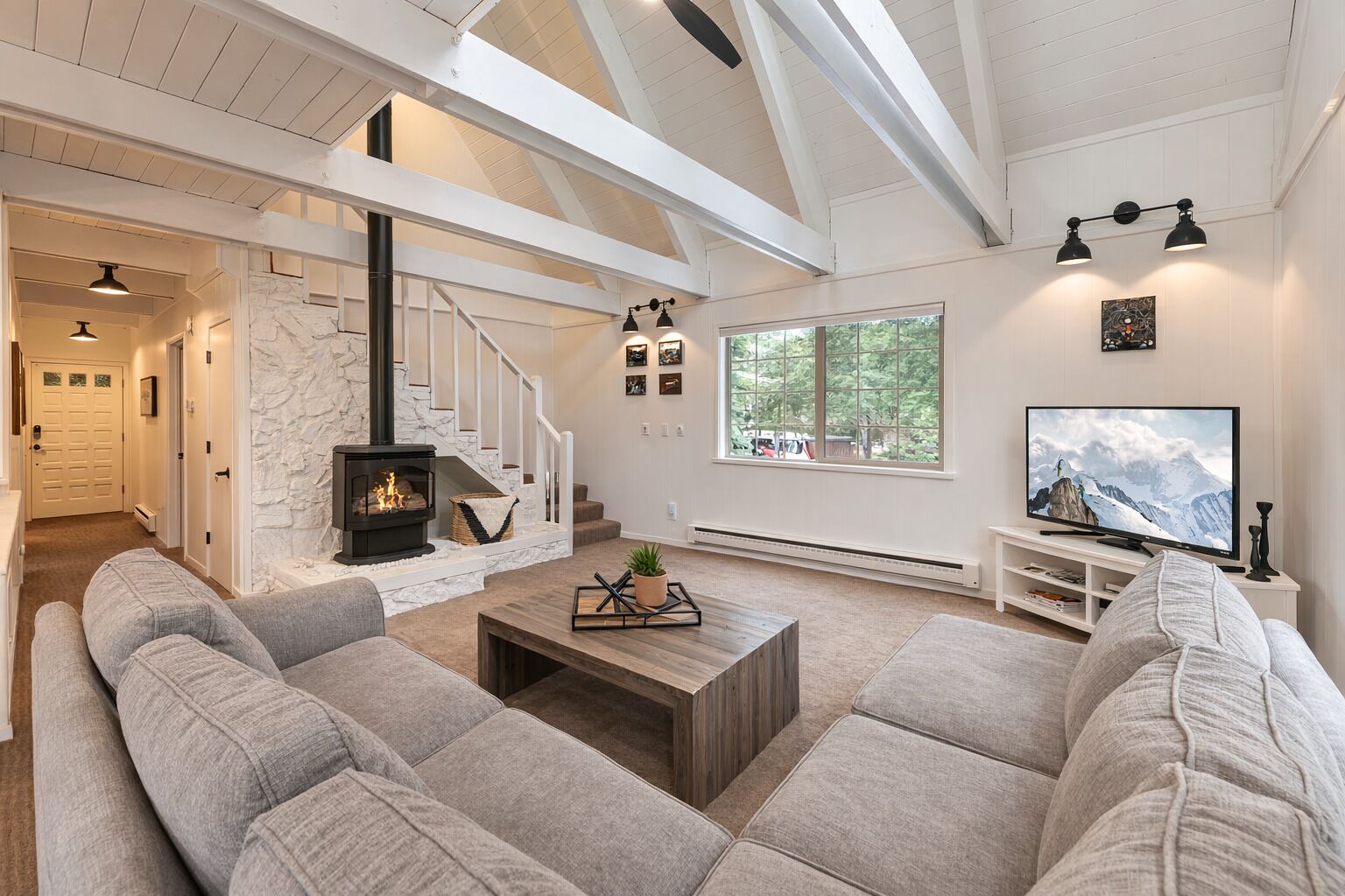 TV, fireplace, stereo