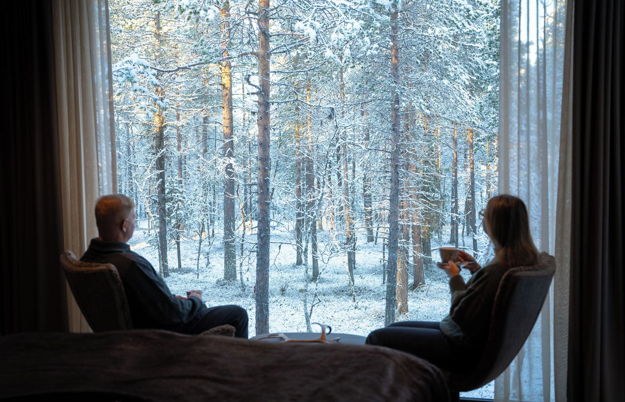 Dúplex Premium, vista al parque (Arctic Sky Suite) | Área de sala de estar | Televisión 