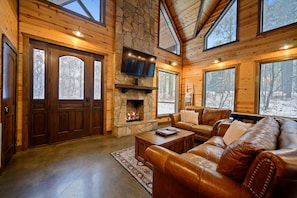 Cabin, Multiple Beds, Hot Tub, Garden View (Logged Out) | Living area - Cabin Vibe - Bunkroom - 3 King - Firepit - Shuffleboard (Broken Bow)