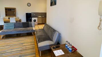 Apartamento | Área de estar | TV, lareira