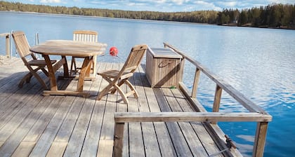 Unique accommodation by the lake, private beach, secluded location, only 35 min from Stockholm