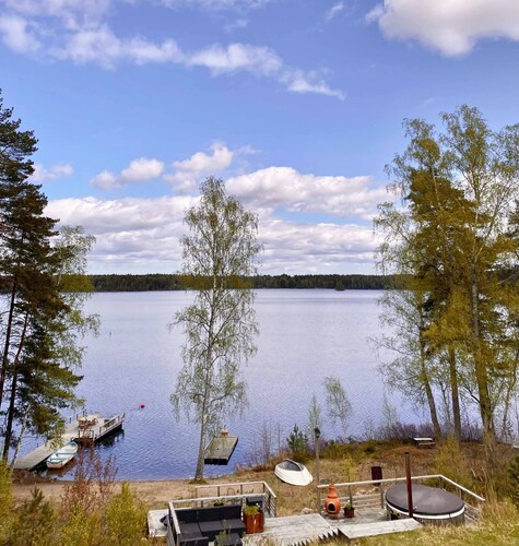 Unique accommodation by the lake, private beach, secluded location, only 35 min from Stockholm