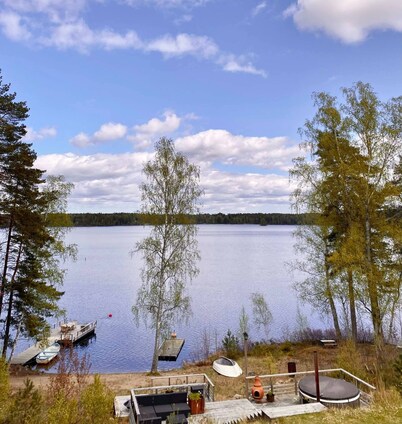 Unique accommodation by the lake, private beach, secluded location, only 35 min from Stockholm