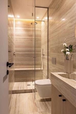 Dusche, Haartrockner, Shampoo