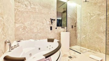 Douche, sĂšche-cheveux, serviettes fournies, shampoing