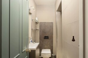 Douche, séchoir à cheveux, serviettes fournies, shampooing