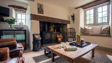 Televisión y chimenea