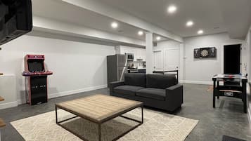 Smart TV, fireplace, video games