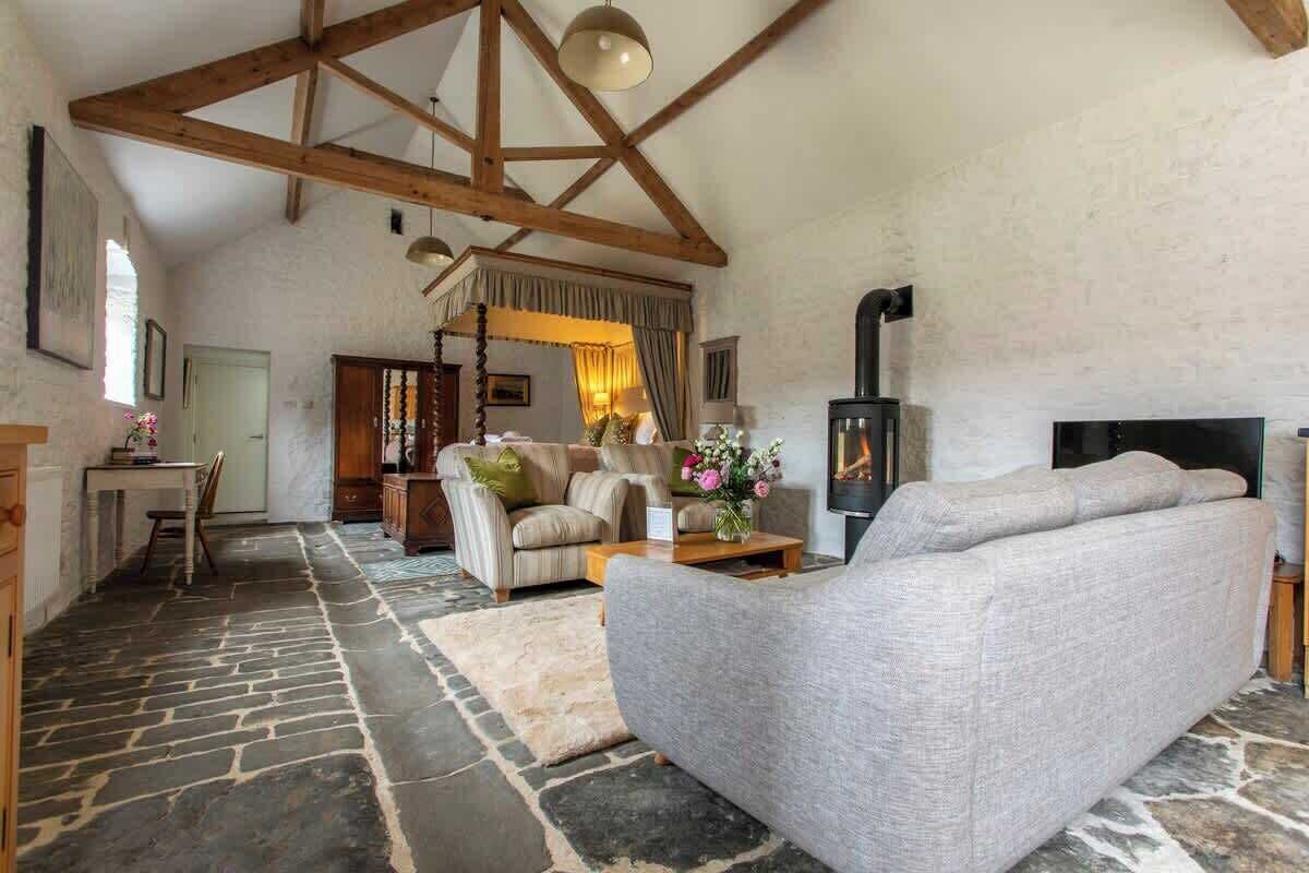 TV, fireplace