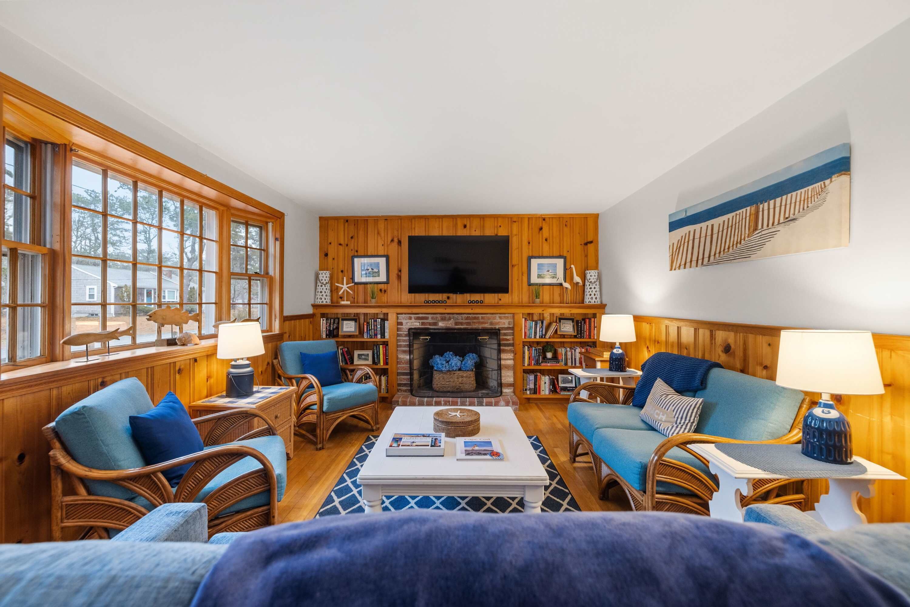 TV, fireplace, foosball, offices