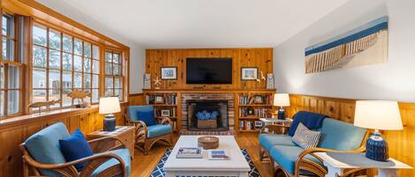 TV, fireplace, foosball, offices