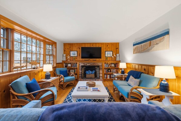 TV, fireplace, foosball, offices