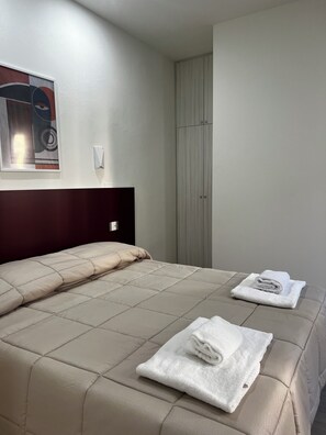 Habitación con 1 cama doble o 2 individuales | Caja fuerte, escritorio, espacio para trabajar con un portátil