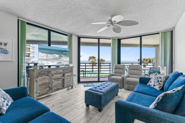 Condo, Multiple Beds (Ebb Tide 202) | Living area | TV - Ebb Tide 202 (New Smyrna Beach)