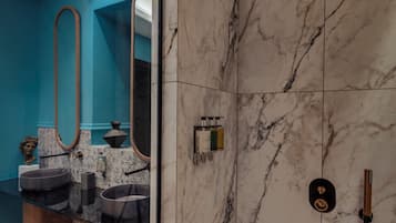 Romantic Suite, Patio, City View | Bathroom | Combined shower/tub, free toiletries, hair dryer, bathrobes