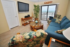 Condo, 1 King Bed with Sofa bed (Hacienda del Sol II 413) | Living area - Hacienda del Sol II 413 (New Smyrna Beach)