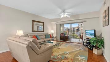 Condo, 1 King Bed with Sofa bed (Oceanwalk 1-403) | Living area | TV