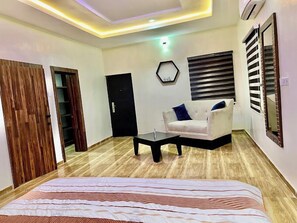 Family Apartment, Balcony, City View | 1 bedroom, desk, laptop workspace, blackout drapes - Wedgewood One Shortlet Apartment (Ibadan)