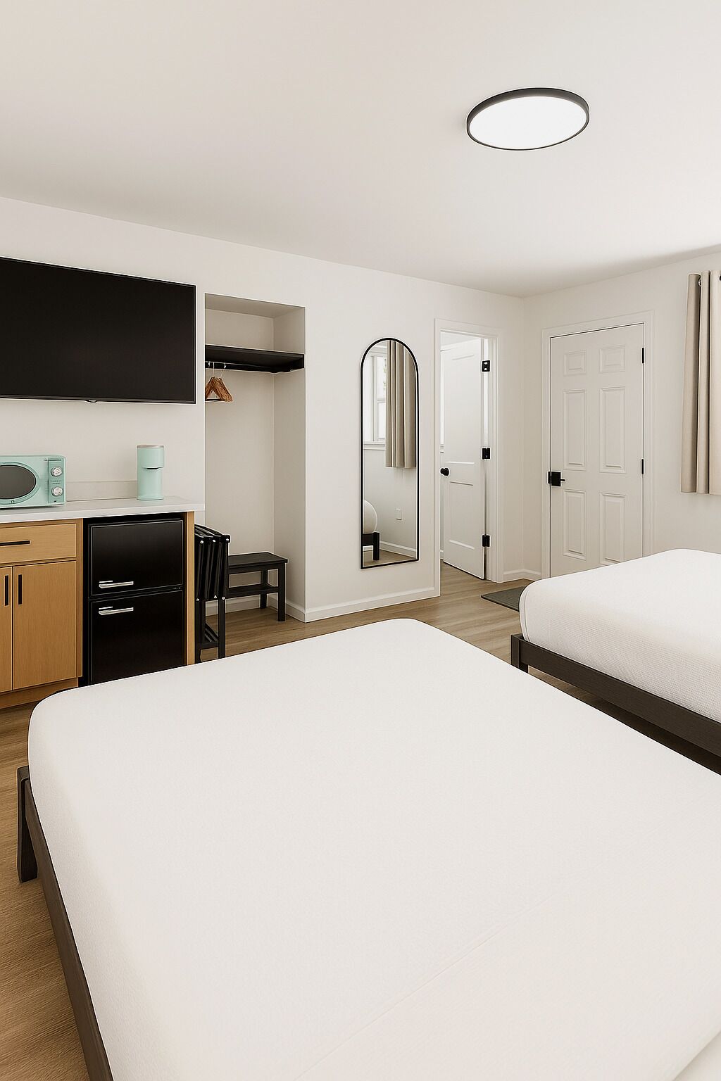 Blackout drapes, iron/ironing board, free WiFi, bed sheets