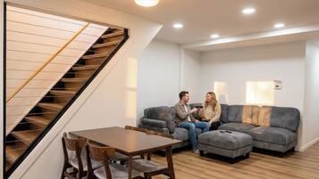 Apartment, Kitchen, Pool View | Living area | 40-inch Smart TV with digital channels