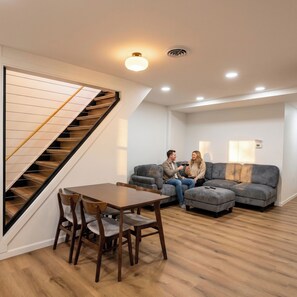 Apartment, Kitchen, Pool View | Living area | 40-inch Smart TV with digital channels