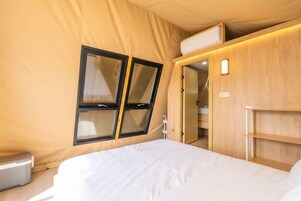 Cabin, 1 Queen Bed, Patio, Garden View (GLAMP 503 Glendora) | 1 bedroom, individually decorated, individually furnished, bed sheets