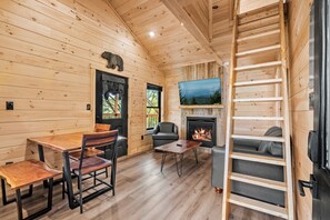 TV, fireplace, offices