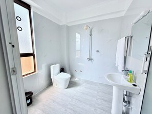Towels, soap, toilet paper