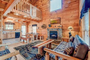 Televisie, een open haard en videospelletjes