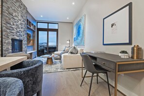 Smart TV, fireplace, video games, foosball