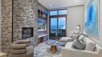 Smart TV, fireplace, video games, foosball