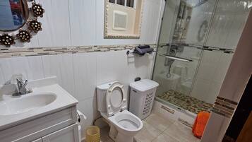 Dusche, Handtücher, Seife, Toilettenpapier