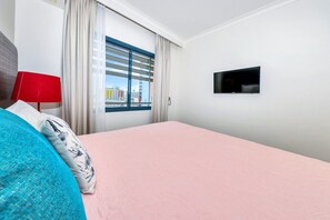 1 bedroom, desk, iron/ironing board, travel cot